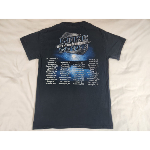 Sz S Luke Bryan 2014 Tour Shirt Thats My Kind of Night Short Sleeve Navy Size Sm - Picture 4 of 8
